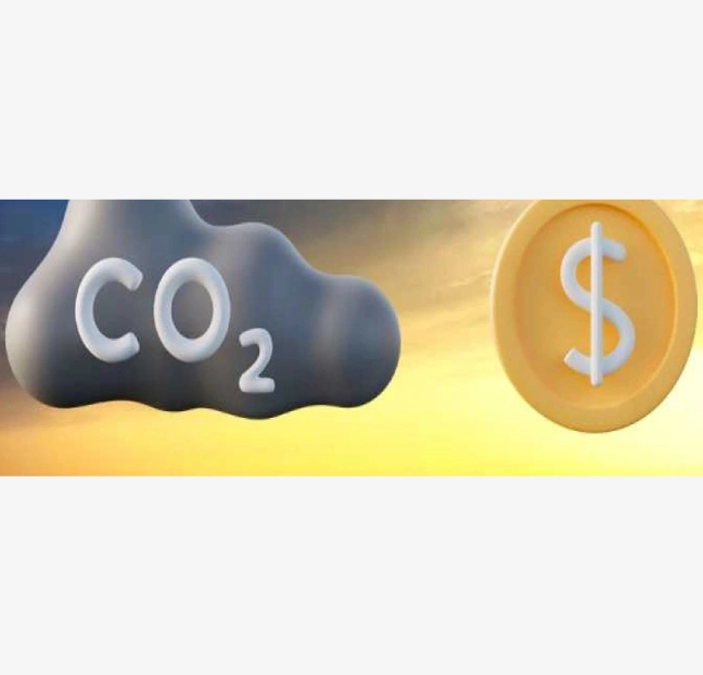 A cloud with the words co 2 on it next to a coin.