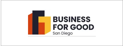 A logo for business for good san diego.