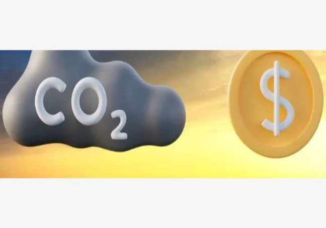 A cloud with the words co 2 on it next to a coin.